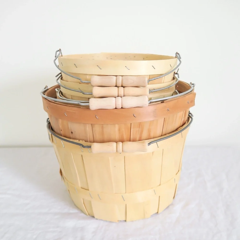 Set of 5 Wooden Produce Baskets 🍎🍊🍋